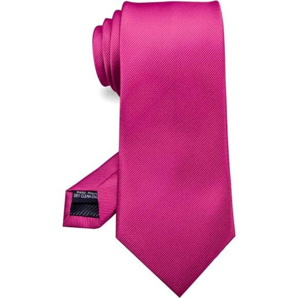 Solid Color Tie Formal Necktie for Men Hot Pink - Picture 1 of 4